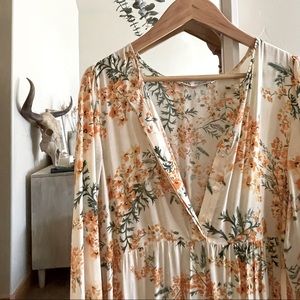 Zara maxi orange floral flowy dress